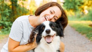 Happy dog and owner