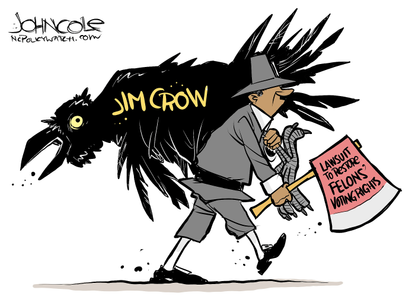 Political Cartoon U.S. Voting Rights Jim Crow