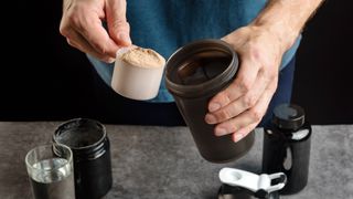 man making the best meal replacement shake