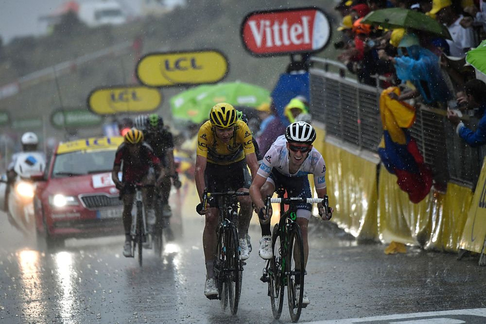 Adam Yates (Orica-BikeExchange) leads the chase group of contenders over the line