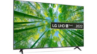 LG UQ80 TV from the front
