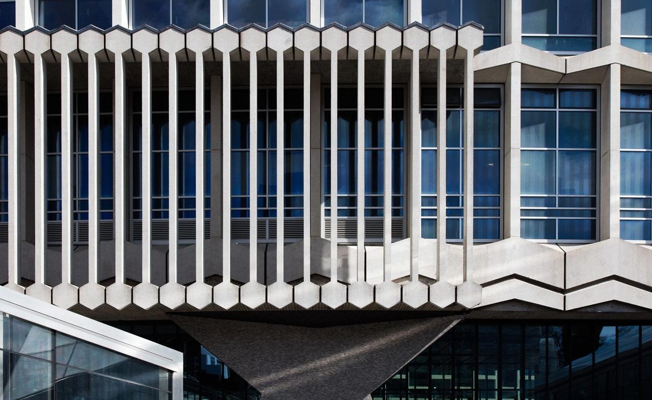 Building with concrete panels , a fine example of brutalist architecture