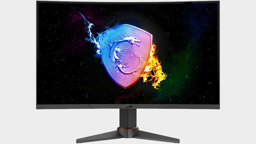 MSI Optix MAG271VCR gaming monitor on a gray background.