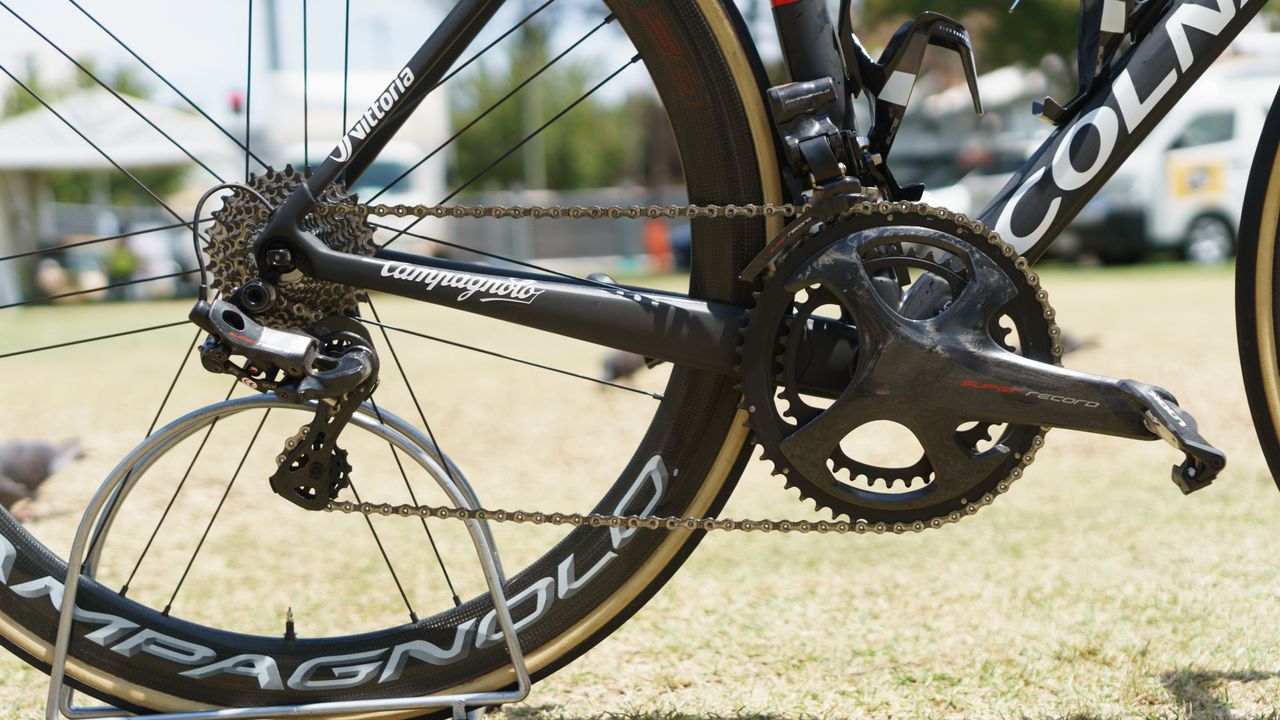 The other big sighting was the as yet unreleased EPS version of Campagnolo's new 12 speed Super Record groupset