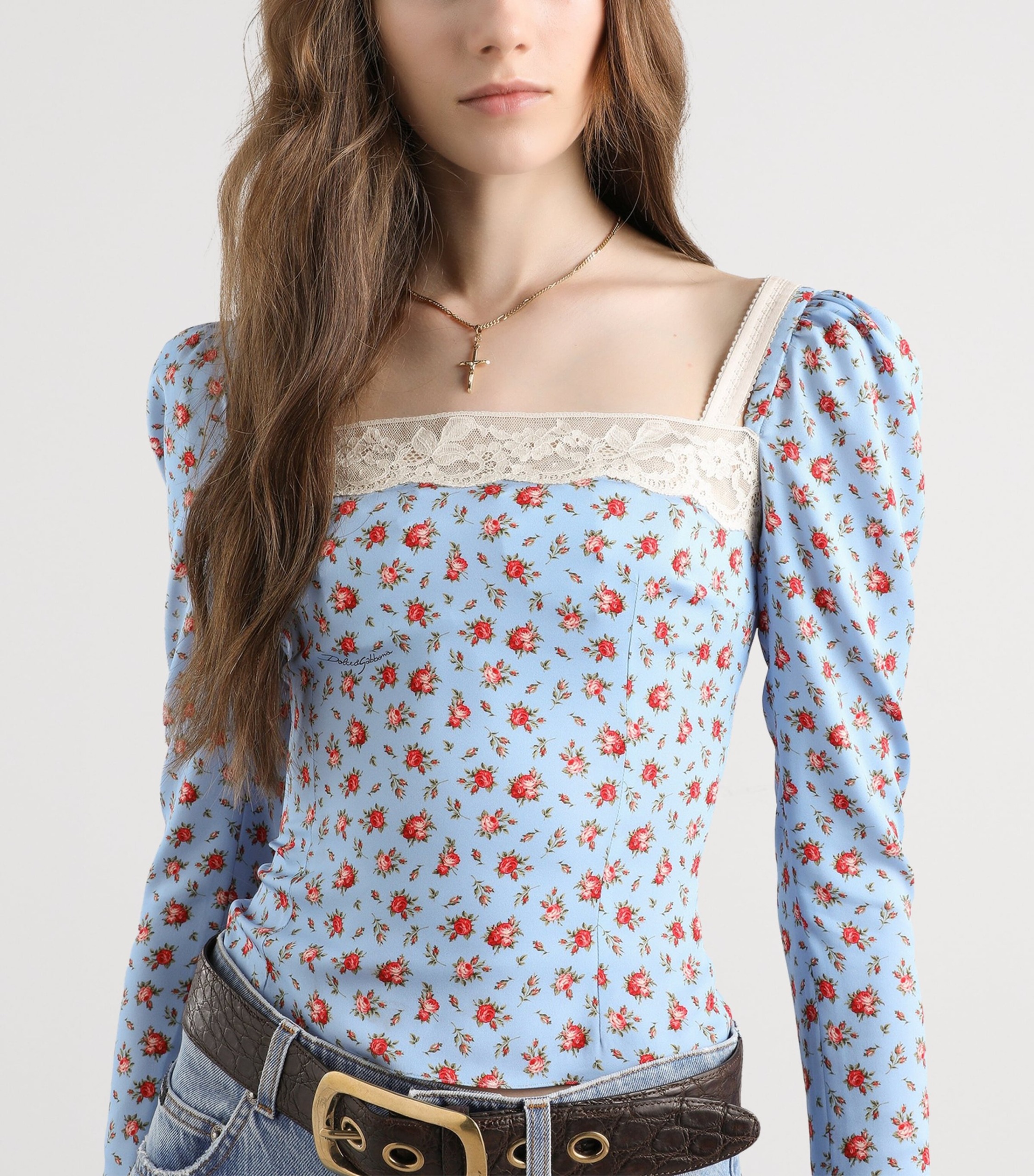 Dolce&gabbana Silk-Blend Rose Print Top