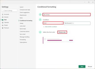 Conditional formatting rule configuration