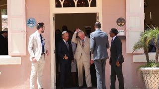 Prince Charles visiting the Nidhe Israel synagogue