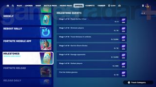 Milestones Fortnite Quests in Chapter 2 Remix