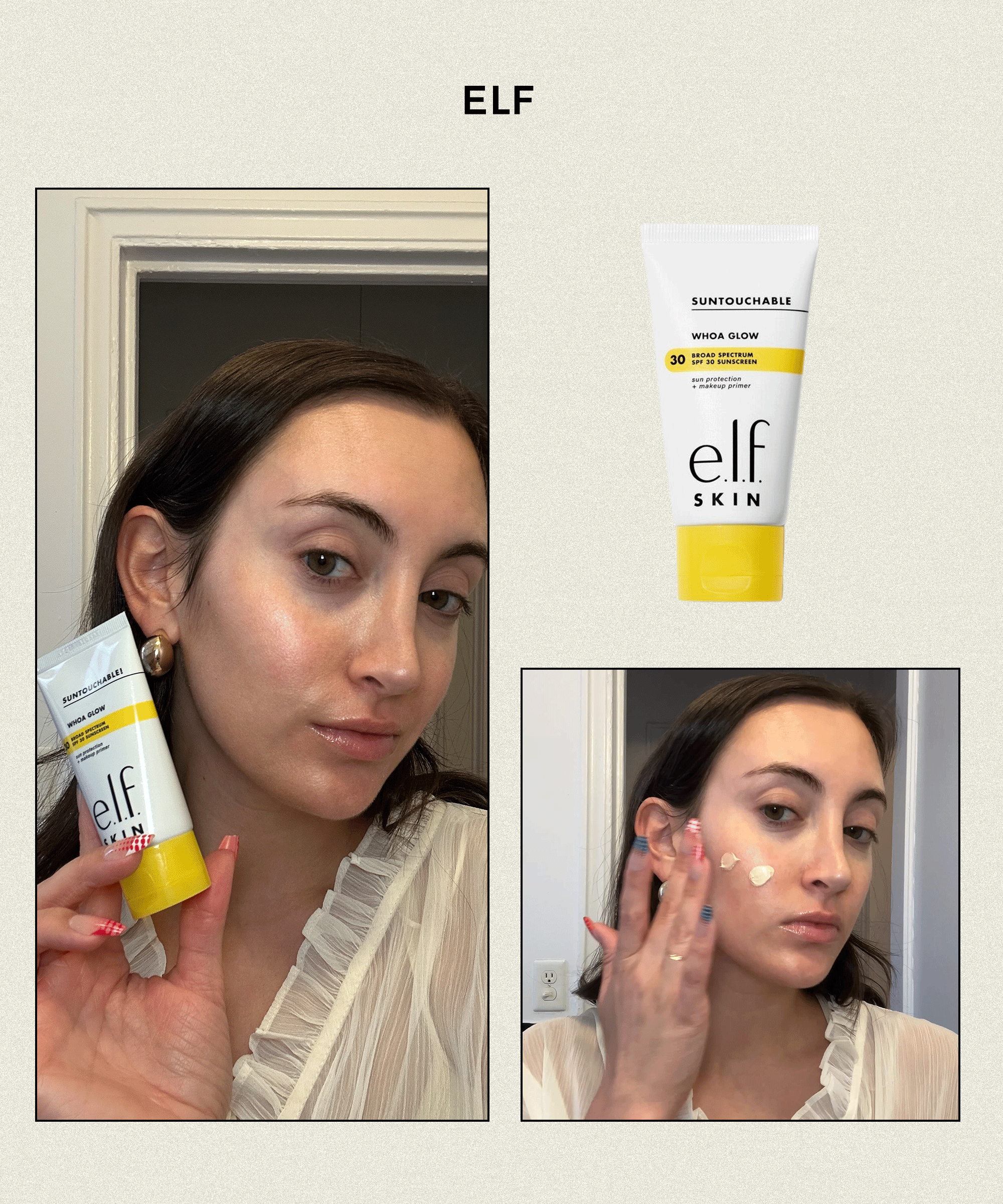 Alyssa Brascia wearing the e.l.f. Cosmetics Suntouchable Whoa Glow SPF 30.