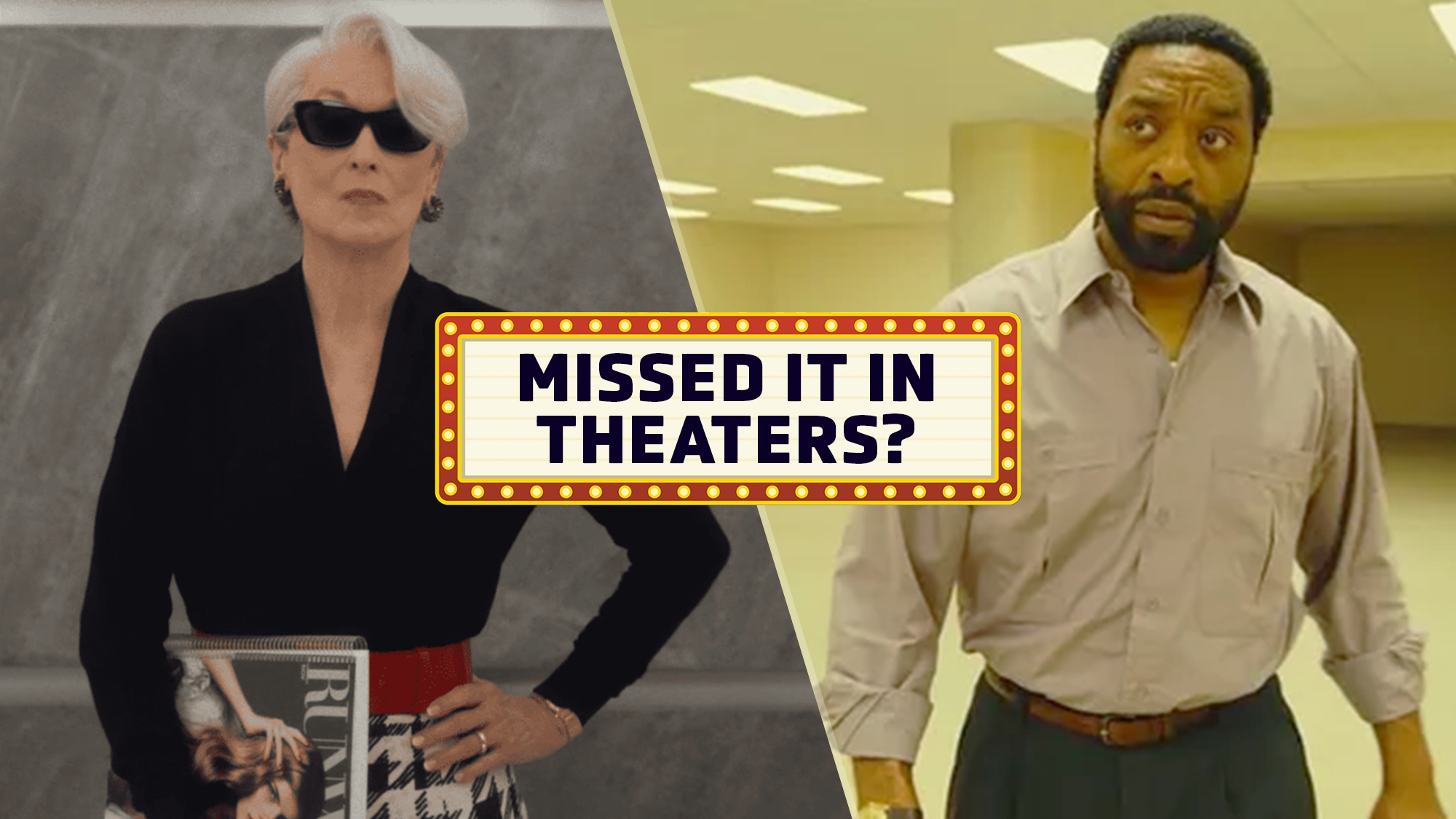 (L-R) Meryl Streep in "The Devil Wears Prada 2"; Chiwetel Ejiofor in "Backrooms"