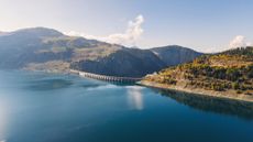 Lac de Roselend and the Roselend Dam in the French Alps