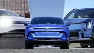 Three electric cars shown next to each other.