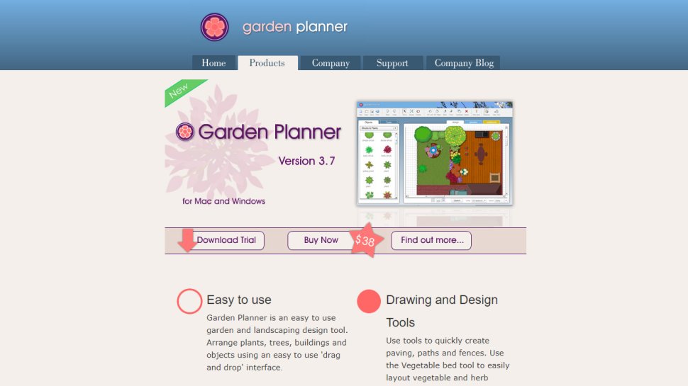 Website screenshot for Garden Planner