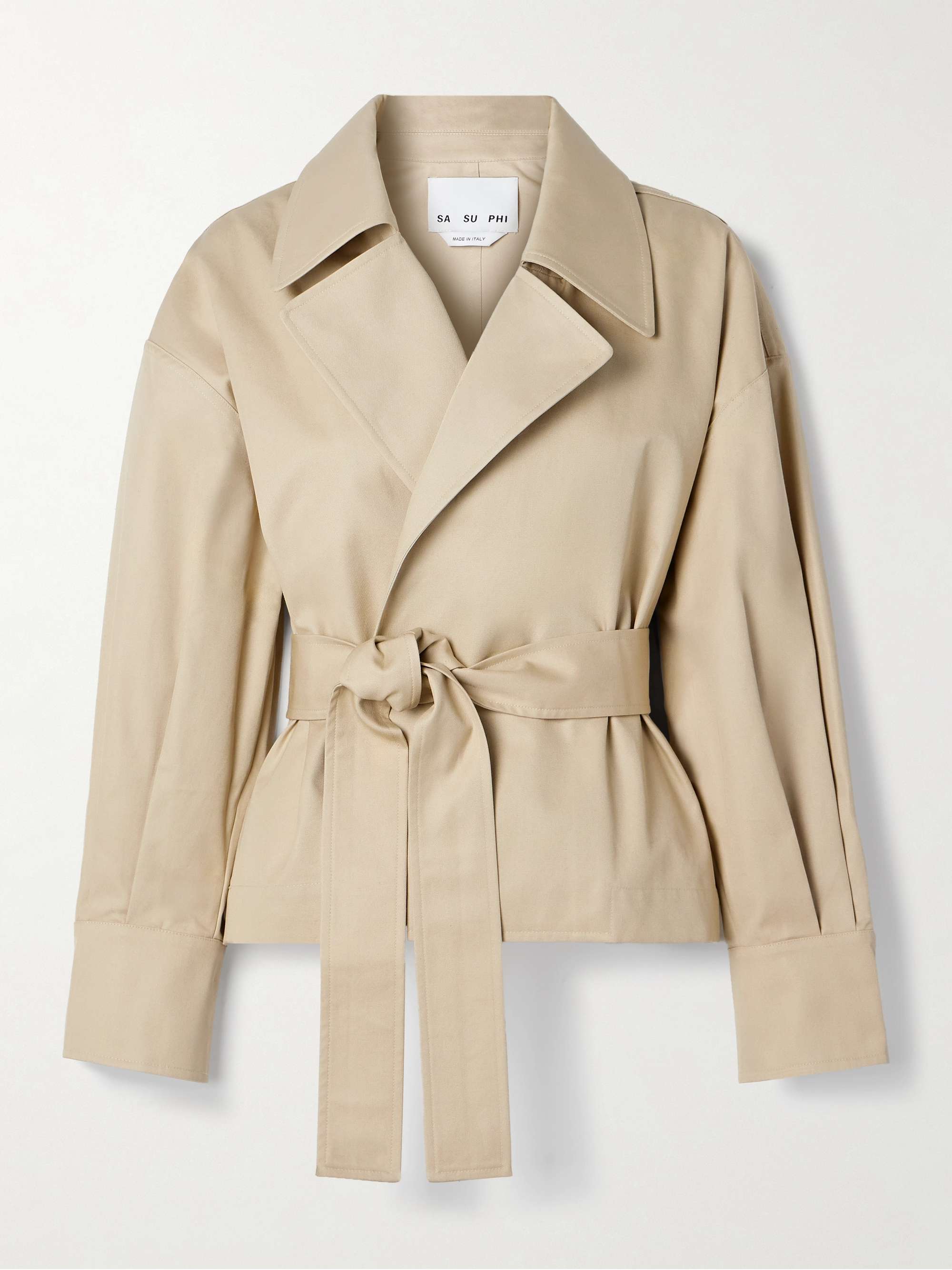 Valentina Belted Cropped Cotton-Twill Jacket