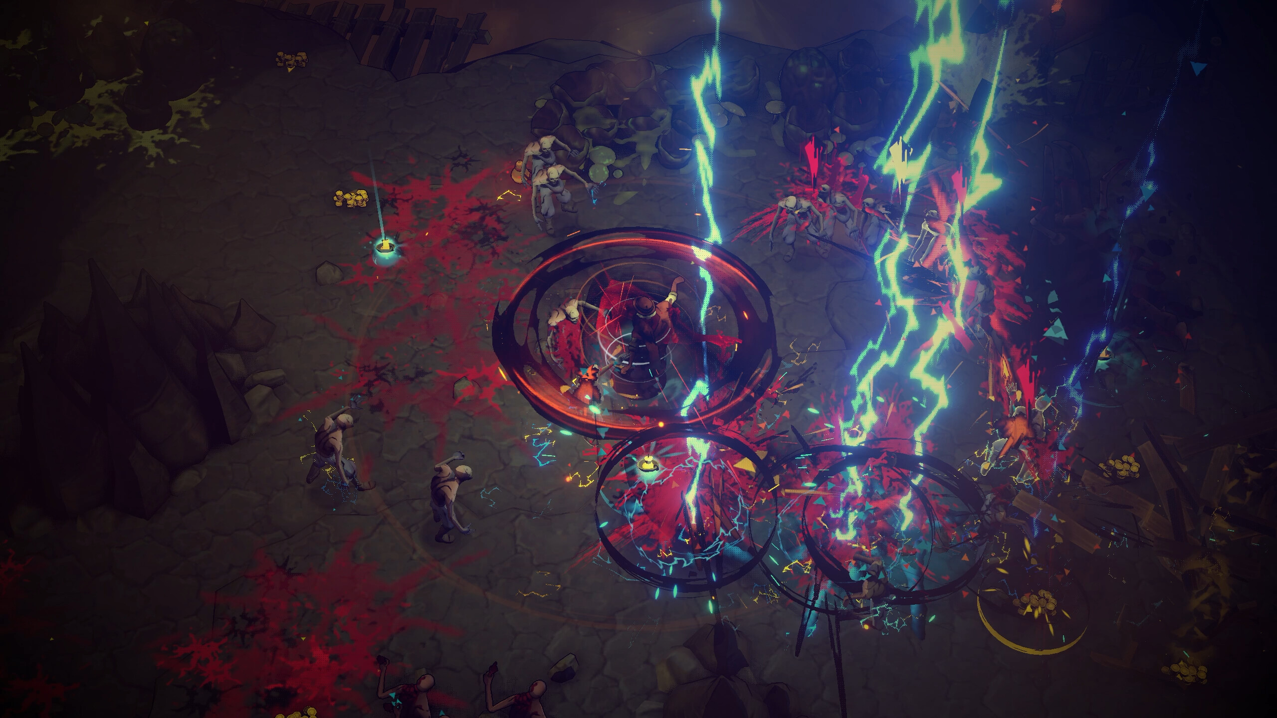 The Hell Clock player character spins through a crowd of undead with a whirlwind-like melee ability.