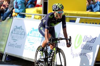 Benat Intxausti Elorriaga finishes stage 5 at the Tour of Britain.