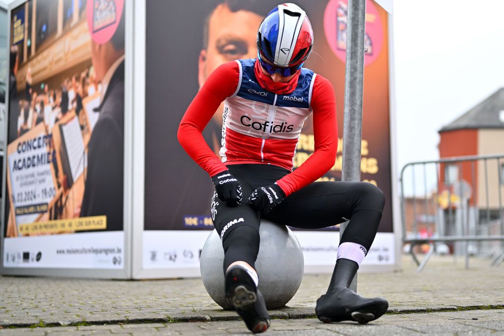 QUAREGNON BELGIUM FEBRUARY 27 Victoire Berteau of France and Cofidis Women Team prior to the 13th Le Samyn des Dames 2024 a 114km one day race from Quaregnon to Dour on February 27 2024 in Quaregnon Belgium Photo by Luc ClaessenGetty Images