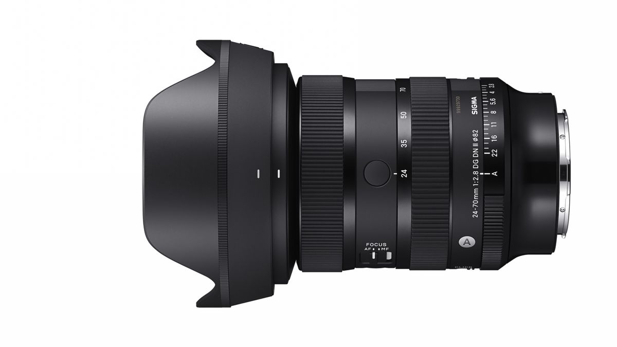 Sigma 24-70mm f/2.8 DG DN II lens against a white background