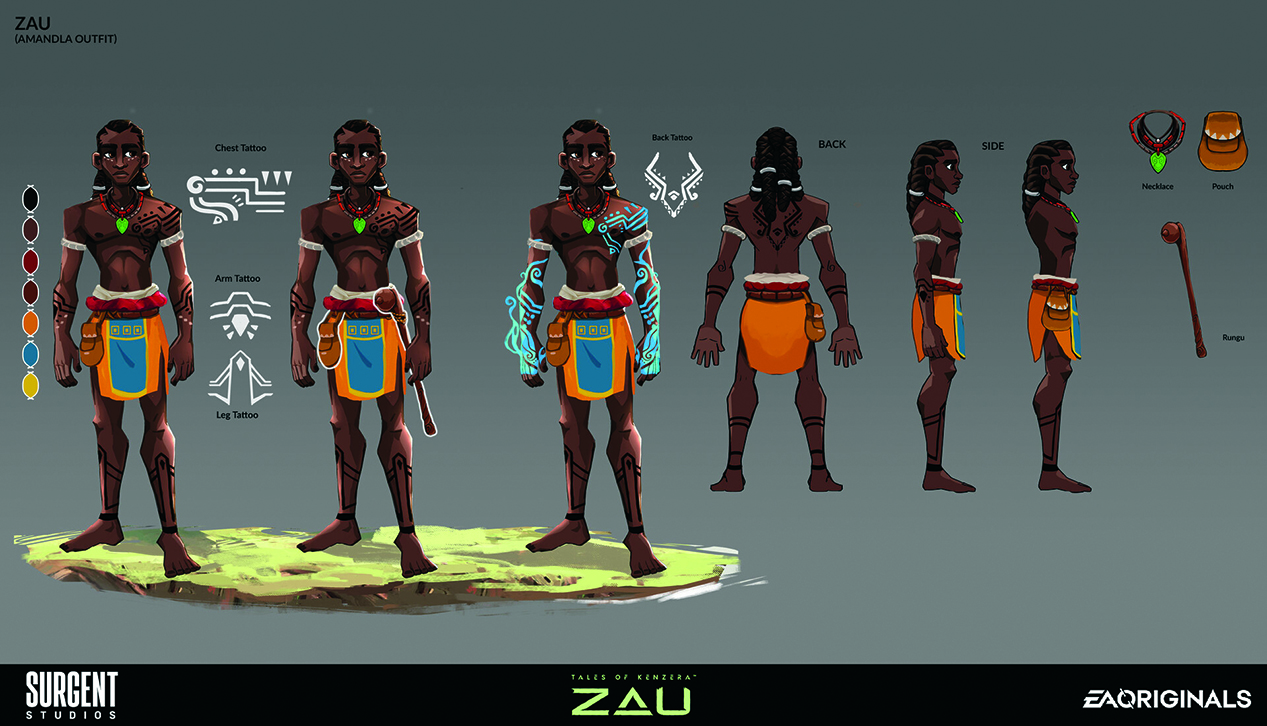 An example of concept art showing character designs from a video game