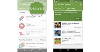 Tap the Family Library tab. You'll see the list of apps and games available to your entire family group.