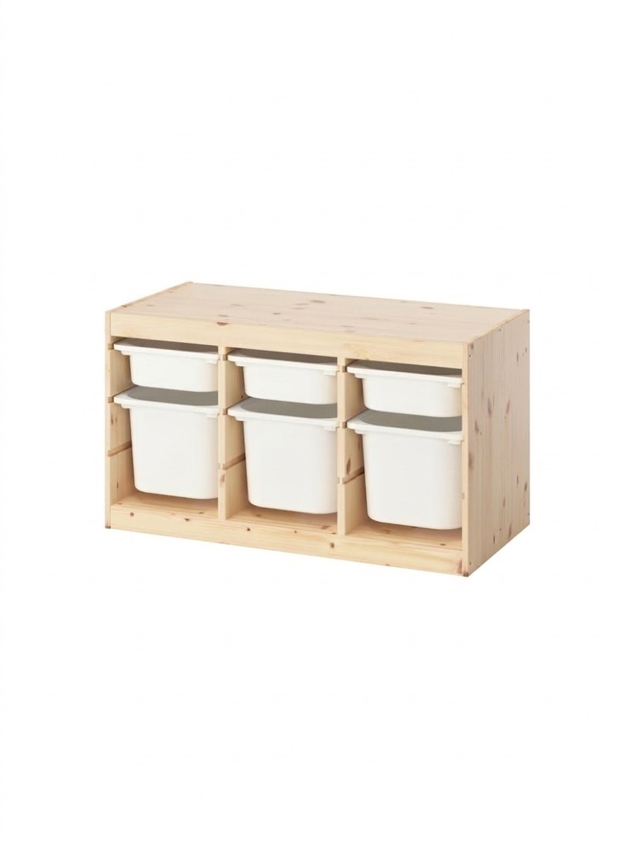 The IKEA TROFAST Storage Combination with Boxes against a white background
