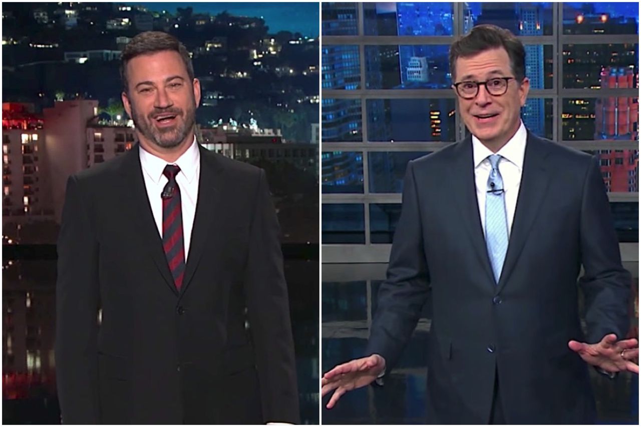 Colbert, Kimmel laugh at Trump &amp;quot;moron&amp;quot; comment