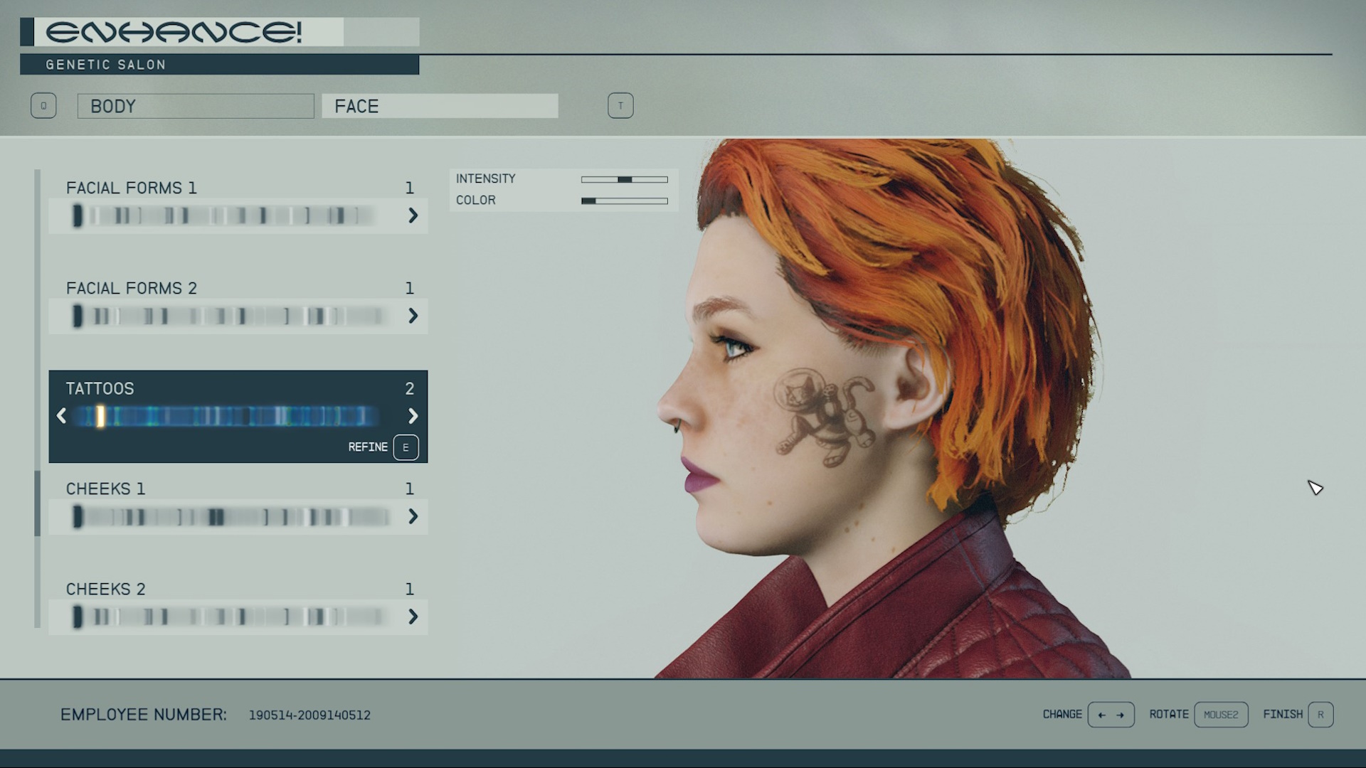 Character creation tattoos in Starfield