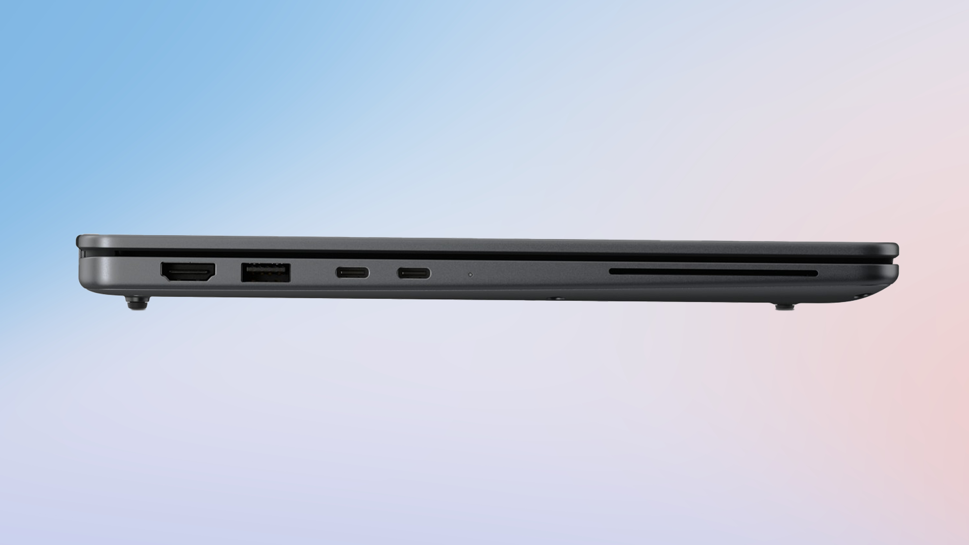 Dell Pro 7 laptop in side profile showing ports
