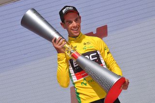 Richie Porte (BMC Racing) celebrates winning the 2018 Tour de suisse