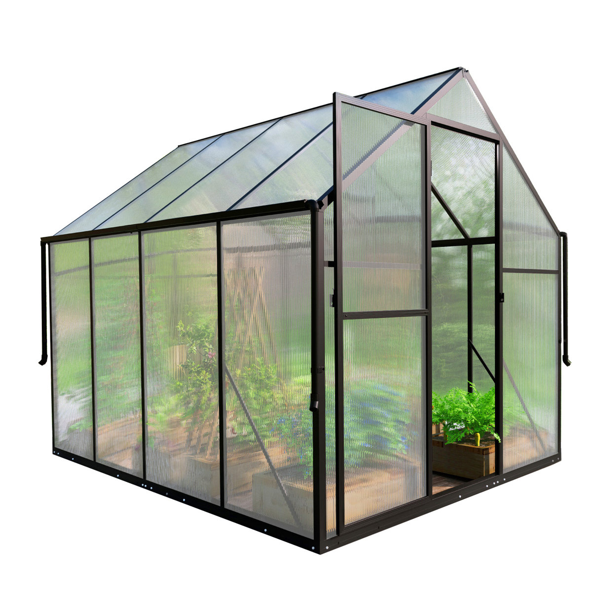 Gardmax 6x8 Ft Greenhouse for Outdoors, Polycarbonate Green House With Adjustable Roof Vent and Rain Gutter, Aluminum Large Walk-In Greenhouse With Quick Setup Structure for Outside Garden Backyard Patio &amp;amp; Reviews | Wayfair