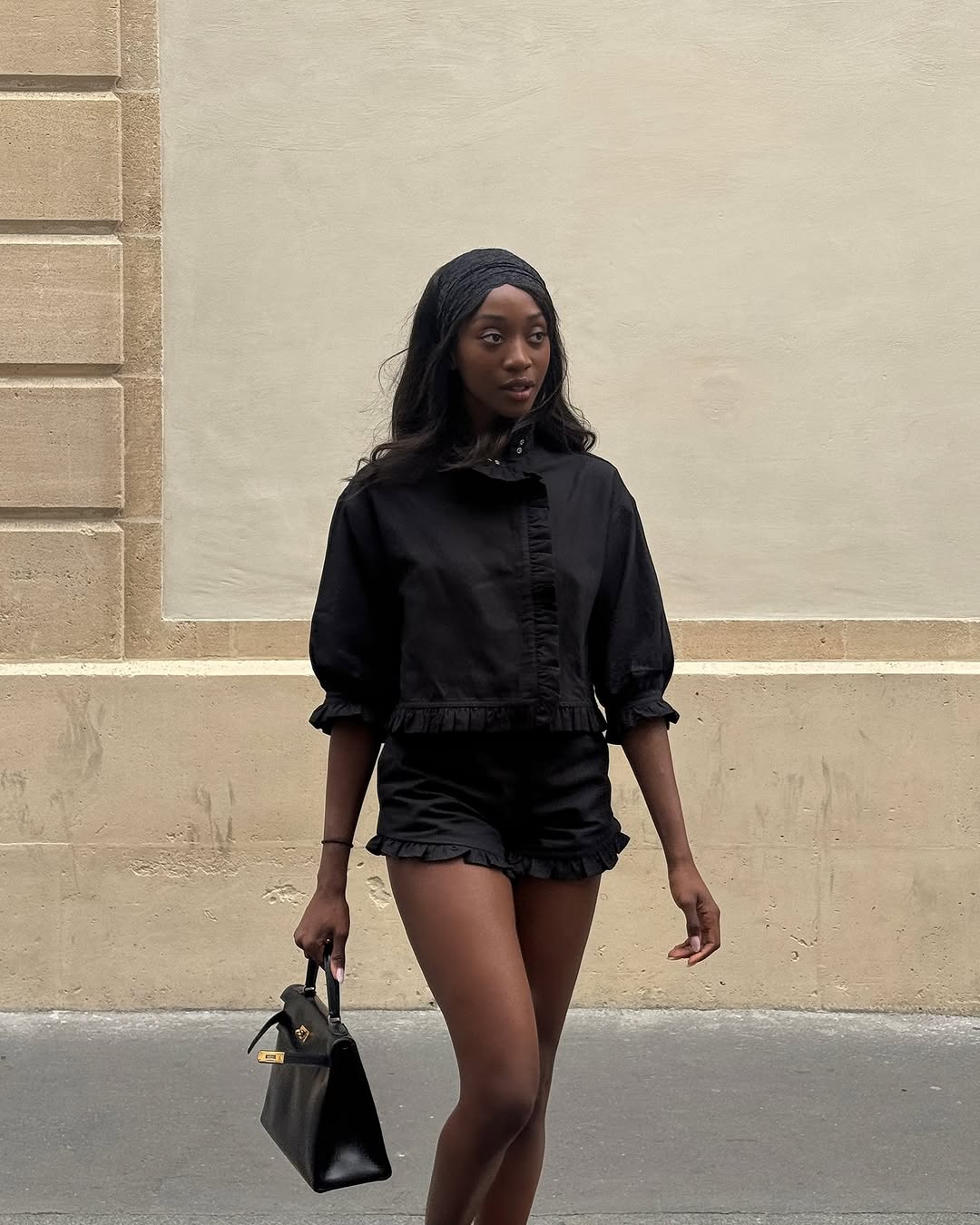 woman wearing fall micro shorts outfit 2025