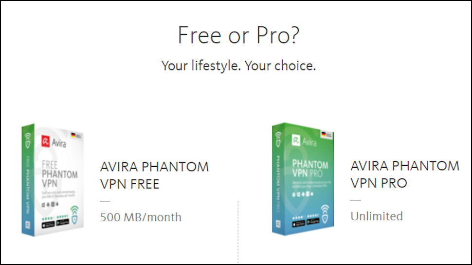 Avira Prime VPN: Free or Pro.