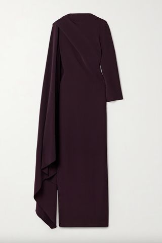 Lydia One-Sleeve Cape-Effect Cady Maxi Dress