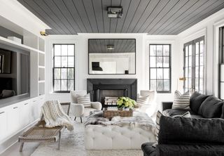 dark ceiling with white walls