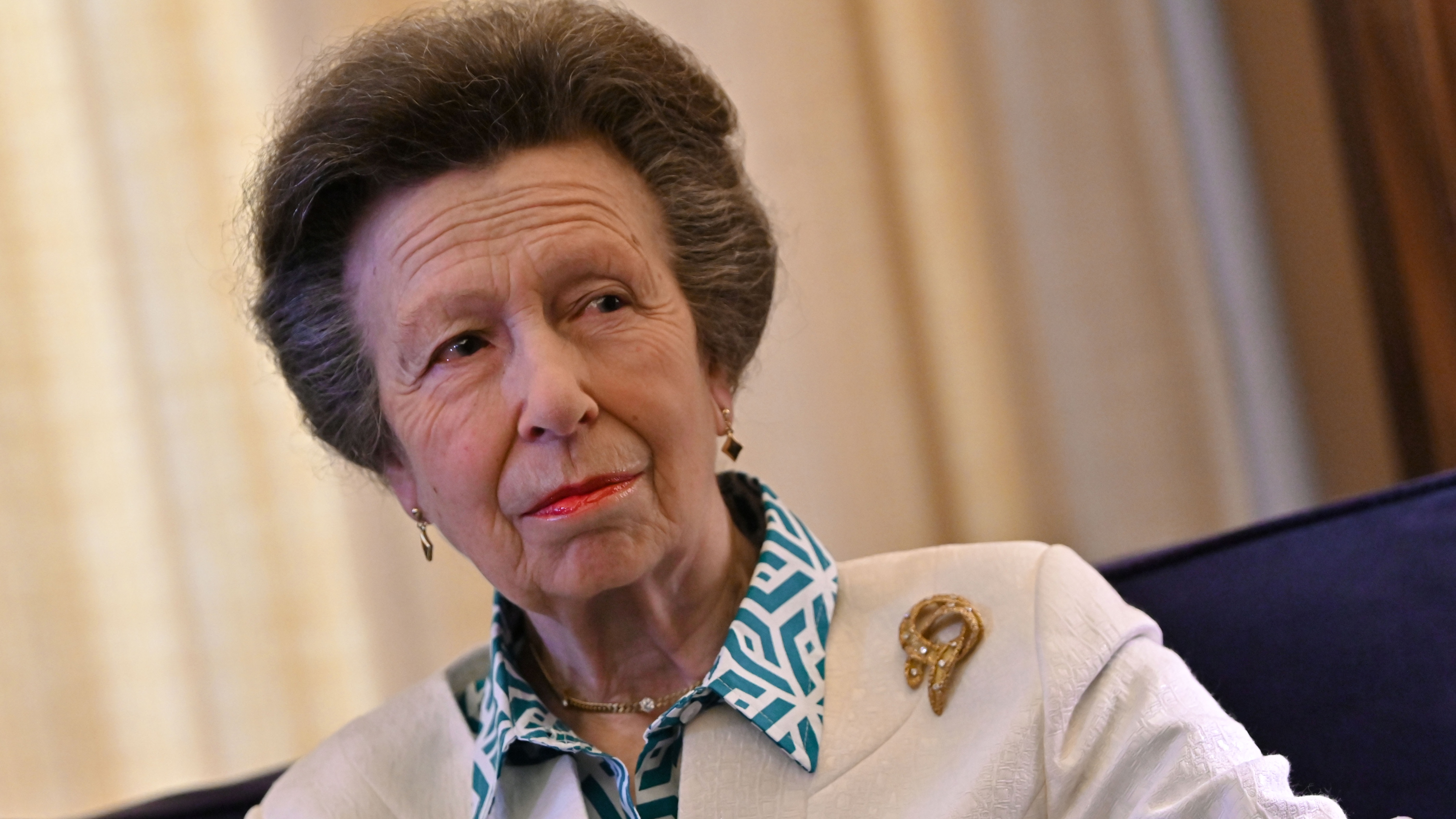 Princess Anne, Princess Royal looks on as she meets with Greek President Konstantinos Tasoulas (not pictured) at the Presidential Mansion on May 22, 2026