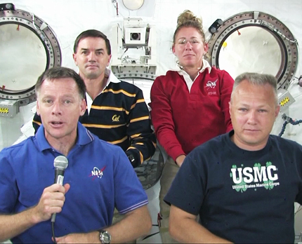 Final shuttle crew answers reporter questions