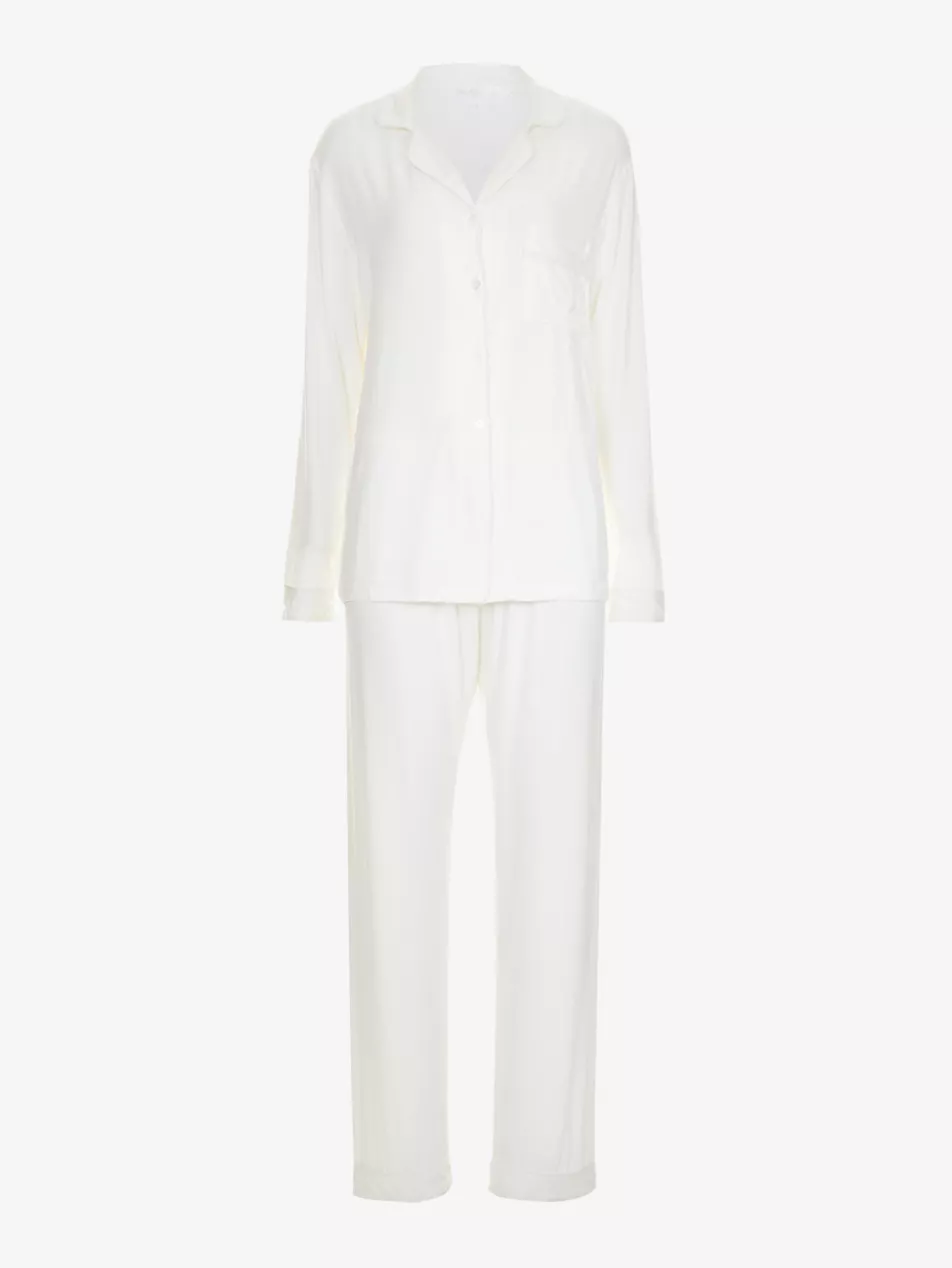 Selfridges, Rayon Piped Stretch-Jersey Pyjama Set
