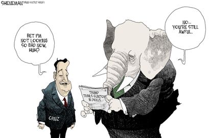 Political cartoon U.S. Cruz Trump 2016