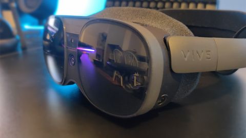 The HTC Vive XR Elite front three quarter angle