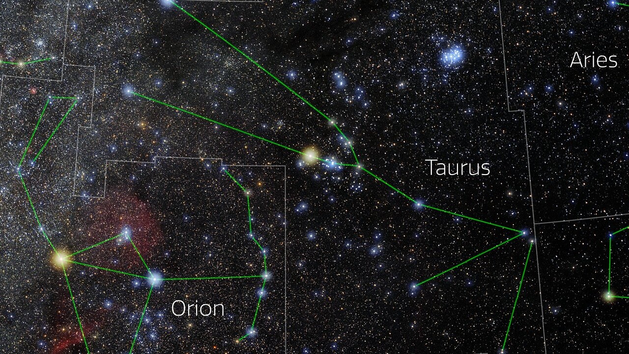 Night sky chart showing the constellation Taurus.