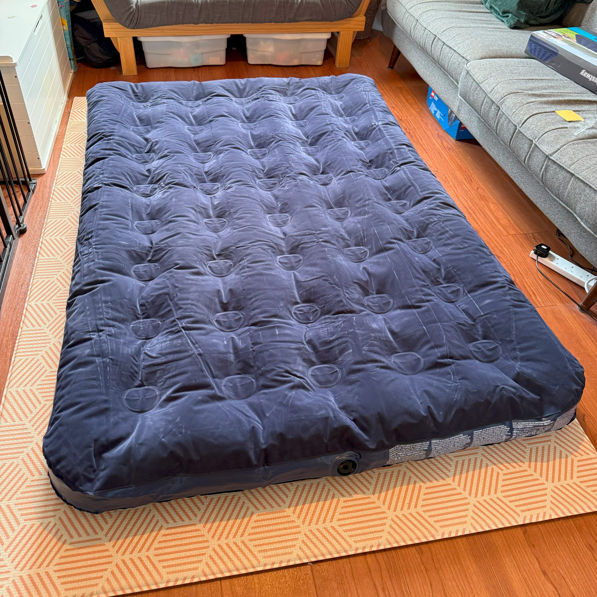 The Bestway Flocked Airbed being tested at home