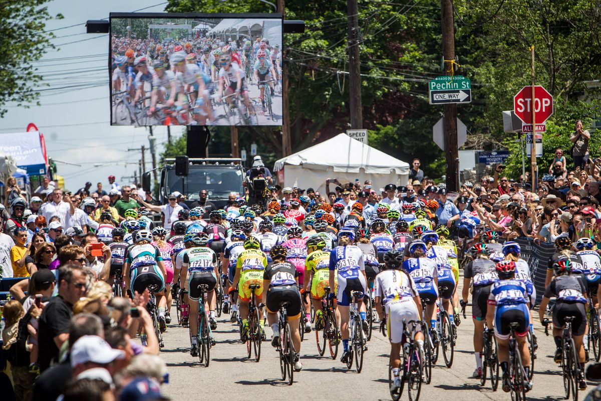 The women hit the top of the climb