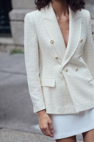 Zara Textured Double-breasted Blazer