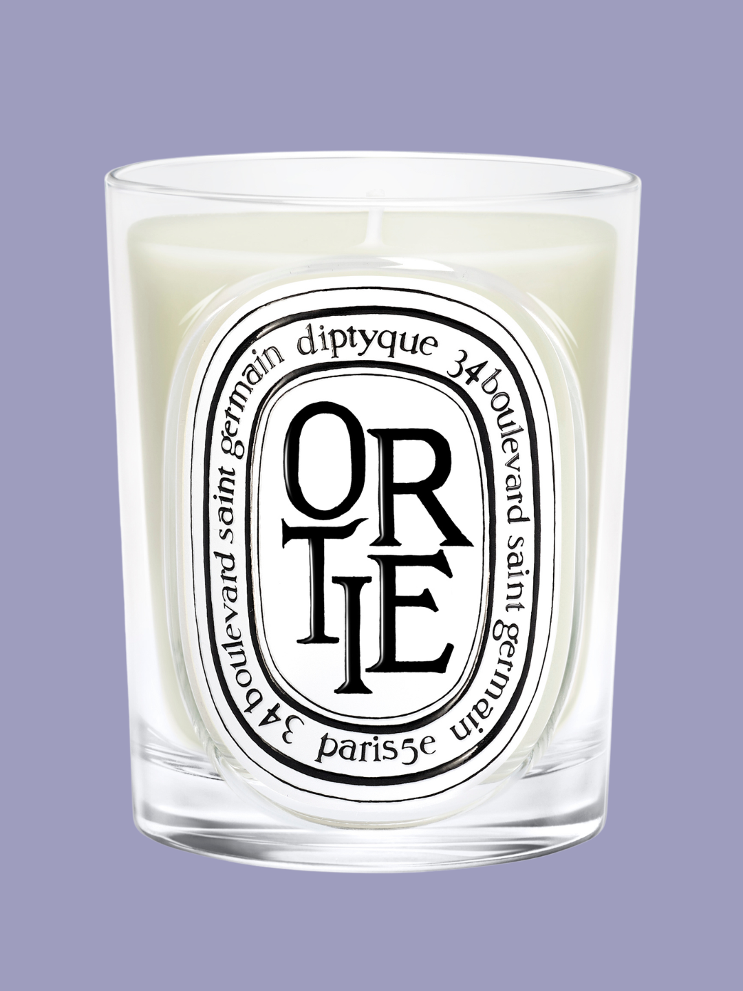 A nettle-scented candle from Diptyque in a glass vessel