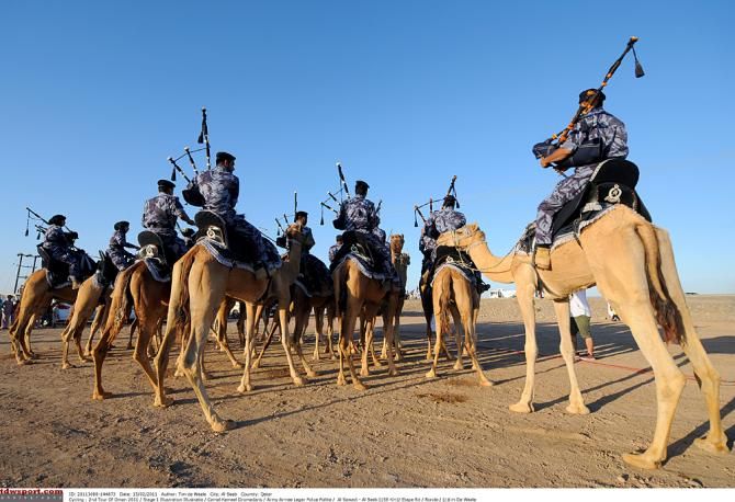 The camel cops stand guard