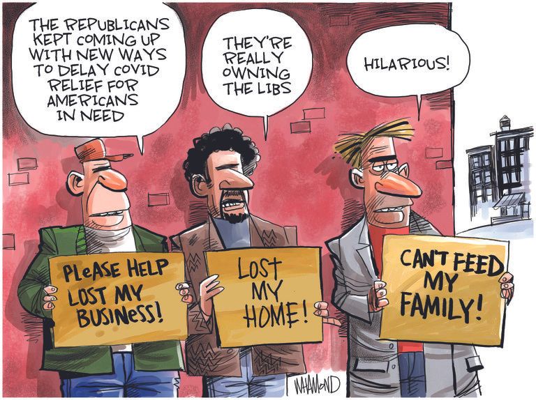 Editorial Cartoon U.S. covid stimulus gop liberals