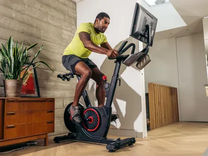 Male rider using the Echelon EX-5s exercise bike