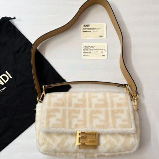 Fendi Baguette Zucca Shearling Fur Crossbody...