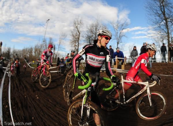 Riders were forced off their bikes in places by the mud