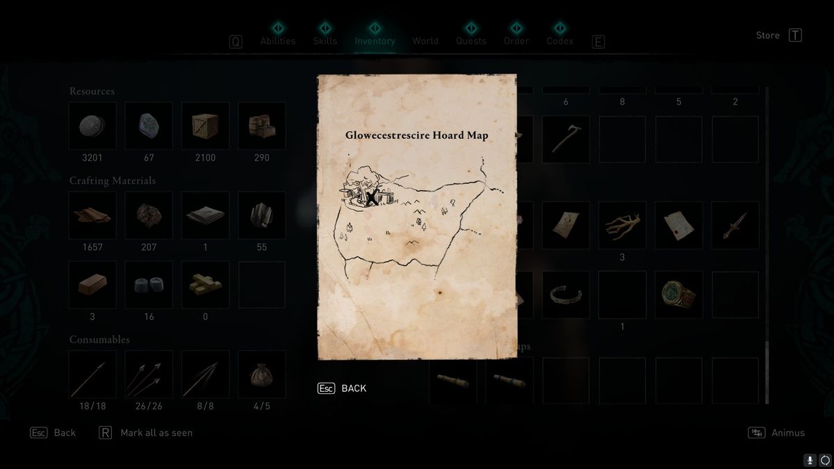 aC valhalla Glowecestrescire treasure hoard map location
